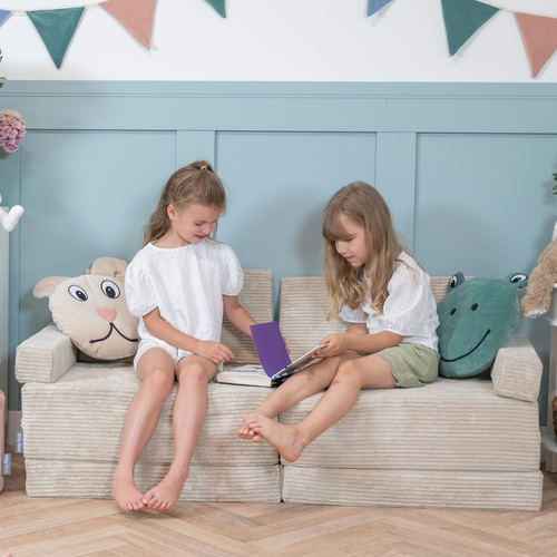 KiddyMoon Foam Sofa for Children Multifunctional Mattress Armchair Kids Foldable  Bed Folding Toddler Couch Chair for Playroom Bedroom Living Room, beige, Sofa