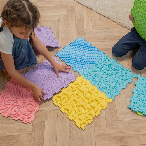 KiddyMoon Sensory Puzzle Mat for Kids Orthopedic Game Tiles, Multi, 6 Pieces