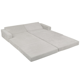 KiddyMoon Foam Sofa for Children Multifunctional Mattress Armchair Kids Foldable  Bed Folding Toddler Couch Chair for Playroom Bedroom Living Room, light grey, 140x55x30 cm