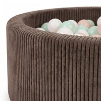 KiddyMoon Ball Pit for Baby and Toddler, Soft Play Ball Pool with ribbed Washable Cover, Brown: Pastel Beige/White/Mint, 90 x 30 cm / 200 Balls