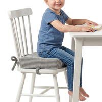 KiddyMoon Kids Booster Seat Cushion For Chair, 10 Cm Foam Padded Seat With Removable Washable Cover And Ties, dark grey, 33x33x10