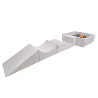 KiddyMoon Foam Playground for Kids with Square Ball pit ( ∅ 7cm/2.75In) Soft Obstacles Course and Ball Pool, Certified Made In The EU, lightgrey:yellow/green/blue/red/orange, Ballpit (300 Balls) + Version 5