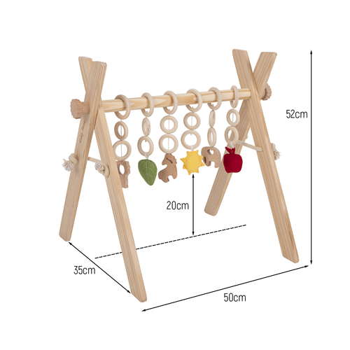 KiddyMoon Wooden Baby Gym for Newborns BT-001, Natural, UNI