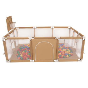 Baby Playpen Big Size Playground with Plastic Balls for Kids, beige:yellow/green/blue/red/orange, 100 balls