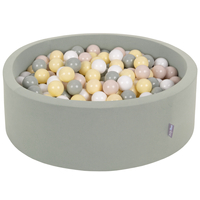KiddyMoon Foam Ball Pit with Balls for Babies and Toddlers, Soft Sensory Play, Durable Removable Cover, Safe, sage: pastel beige/green-grey/pastel yellow/white, 90 x 30 cm / 200 Balls