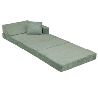 KiddyMoon Armchair Kids Foldable Children Multifunctional Foam Mattress Sofa Bed Folding Toddler Couch Chair for Playroom Bedroom Living Room, green, Armchair with Pillow