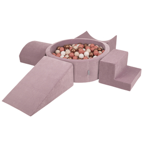 KiddyMoon Foam Playground For Kids Soft Textured Safe Blocks Baby, purple: pastel beige/white/copper/salmon pink, Ballpit (300 Balls) + Version 5