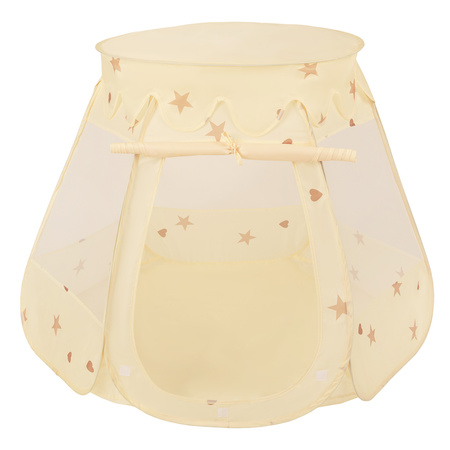 Pop Up Play Tent Castle House Shell Plastic Balls For Kids, Light Beige: Pastel Beige/Pastel Blue/White, 105x90cm/300 balls