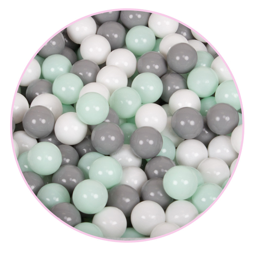 Soft Ball Pit Pool Round 90x30cm for Baby Toddler 200/300 Balls Foam, light grey:white/grey/mint, 90x30cm/200 balls