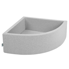 KiddyMoon Soft Ball Pit Quarter Angular ∅ 7cm / 2.75In for Kids, Foam Ball Pool Baby Playballs, Made In The EU, light grey, No balls