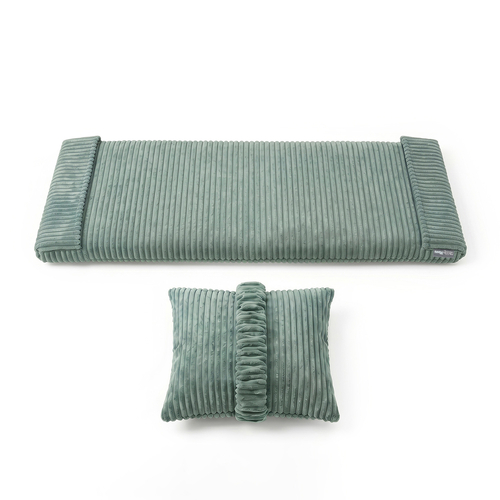 KiddyMoon Cushion Set For Balance Board Mattress and Pillow Ribbed Fabric Washable Cover, green, Mattress/Pillow