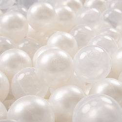 KiddyMoon Soft Plastic Play Balls ∅ 6cm / 2.36 Multi Colour Made in EU, pearl/transparent, 100 Balls/6cm-2.36in