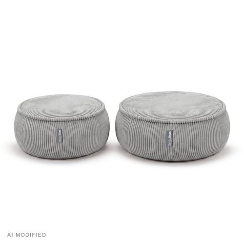 KiddyMoon Kids’ Foam Pouffe with Removable Cover, light grey, L