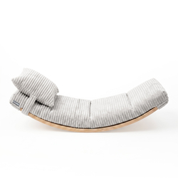 KiddyMoon Balance Board for Kids with Mattress and Pillow Wooden Sensory Wobble Board, natural/light grey, Balance Board/Mattress/Pillow