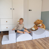KiddyMoon light grey playground dice / wedge M/ hill/ tunnel/ ramp M/ half-shaft M/ step PPZ-217 , Light Grey