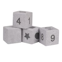 KiddyMoon Soft Foam Cubes Building Blocks 14cm for Children Multifunctional Foam Construction Montessori Toy for Babies, Certified Made in The EU, light grey-print, 4 Pieces