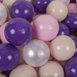 KiddyMoon Soft Plastic Play Balls ∅ 7cm/2.75in Multi-colour Made in EU, pastel beige/light pink/pearl/purple, 200 Balls/7cm-2.75in