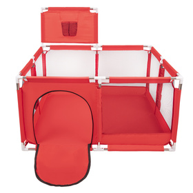 square play pen filled with plastic balls basketball, Red:grey/white/turquoise, 100 balls