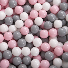 KiddyMoon Soft Plastic Play Balls ∅ 6cm / 2.36 Multi Colour Made in EU, white/grey/light pink, 300 Balls/6cm-2.36in