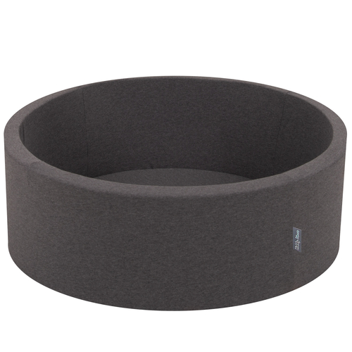 KiddyMoon Baby Foam Ball Pit with Balls ∅ 7cm / 2.75in Made in EU, dark grey:powder pink/pearl/gold, 90x30cm/300 balls