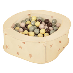 Ballpit Playpen For Kids, Babies And Toddlers Children Foldable Portable Indoor Outdoor, Light Beige: Pastel Beige-Green/Grey-Pastel Yellow-Brown, 200 Balls