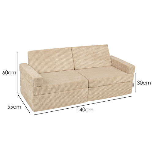 KiddyMoon Foam Sofa for Children Multifunctional Mattress Armchair Kids Foldable Bed Folding Toddler Couch Chair for Playroom Bedroom Living Room, beige, Sofa
