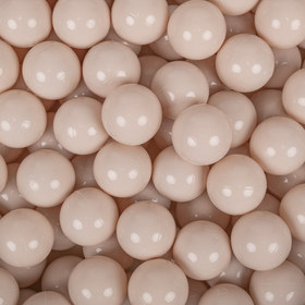 KiddyMoon Soft Plastic Play Balls ∅ 7cm/2.75in Mono-colour certified Made in EU, pastel beige, 200 Balls/7cm-2.75in