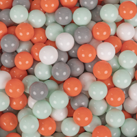 KiddyMoon Soft Plastic Play Balls ∅ 7cm/2.75in Multi-colour Made in EU, orange/mint/grey/white, 50 Balls/7cm-2.75in