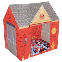 Playhouse For Kids Fire Station Durable And Easy To Assemble Encourages Imaginative Play With Spacious Interior Safe Materials For Indoor And Outdoor Adventures, red-gray: black/white/red/babyblue, 100 Balls