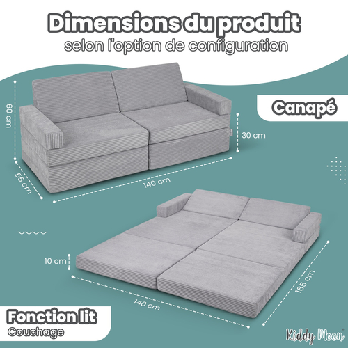 KiddyMoon Foam Sofa for Children Multifunctional Mattress Armchair Kids Foldable  Bed Folding Toddler Couch Chair for Playroom Bedroom Living Room, dark grey, Sofa