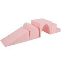 KiddyMoon Foam playground set - wedge L/hill/tunnel/steps PPZ-244, pink, Multi-Size
