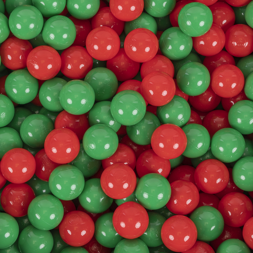 KiddyMoon Soft Plastic Play Balls ∅ 7cm/2.75in Multi-colour Made in EU, green/red, 300 Balls/7cm-2.75in