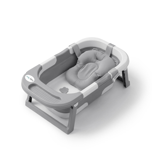 KiddyMoon Foldable Baby Bathtub Plastic Infant Bath Tub, Grey, M