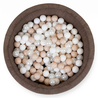 KiddyMoon Ball Pit for Baby and Toddler, Soft Play Ball Pool with ribbed Washable Cover, Brown: Pastel Beige/White/Pearl, 90 x 30 cm / 200 Balls