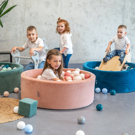 KiddyMoon Soft Plastic Play Balls ∅ 7cm/2.75in Multi-colour Made in EU, pastel beige/salmon pink/white, 300 Balls/7cm-2.75in