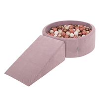 KiddyMoon Foam Playground For Kids Soft Textured Safe Blocks, purple: pastel beige/white/copper/salmon pink, Ballpit (100 Balls) + Wedge