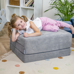 KiddyMoon Multifunctional Foam Mattress Foldable Bed Armchair Kids Children Sofa Folding Toddler Couch Chair for Playroom Bedroom Living Room, dark grey, Mattress with Pillow
