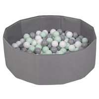 children colourfull foldable ballpit plastic balls, gray:white/gray/mint, 100 balls