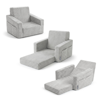 KiddyMoon Folding Children's Foam Armchair 2-in-1 Convertible Sofa for Kids, light grey, UNI