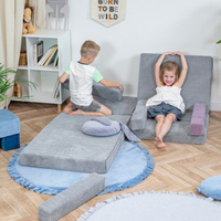 KiddyMoon Armchair Kids Foldable Children Multifunctional Foam Mattress Sofa Bed Folding Toddler Couch Chair for Playroom Bedroom Living Room, dark grey, Armchair