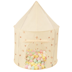 Play Tent For Kids Pavilion Playhouse Children Easy To Assemble Play Tent For Babies and Toddlers Pop up Play For Indoor And Outdoor, light beige: pastel beige/pastel yellow/white/mint/powder pink, 100x130cm/100 balls