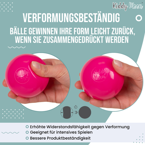 KiddyMoon Soft Plastic Play Balls ∅ 7cm/2.75in Multi-colour Made in EU, light pink/pearl/transparent, 50 Balls/7cm-2.75in