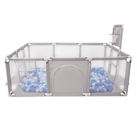 Baby Playpen Big Size Playground with Plastic Balls for Kids, Grey:blue/babyblue/pearl, 200 balls