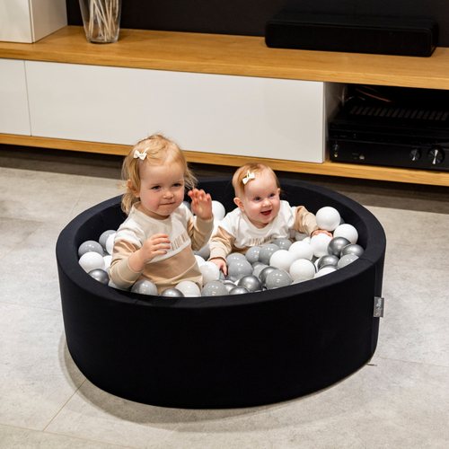 KiddyMoon Soft Plastic Play Balls ∅ 7cm/2.75in Multi-colour Made in EU, white/grey/silver, 700 Balls/7cm-2.75in