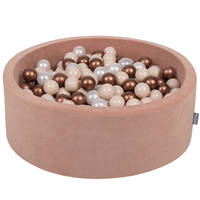 KiddyMoon Soft Ball Pit Round ∅ 7cm / 2.75In for Kids, Foam Velvet Ball Pool Baby Playballs, Made In The EU, desert pink:pastel beige/copper/pearl, 90x30cm/200 balls