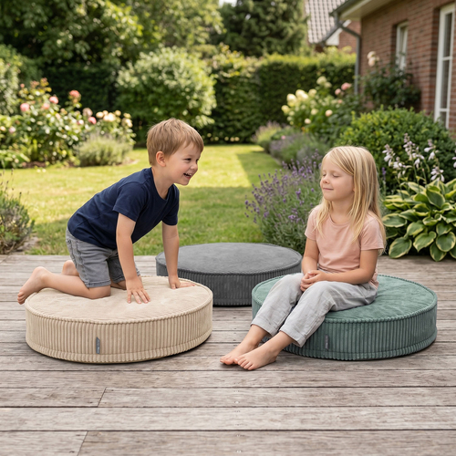 KiddyMoon 3-Piece Foam Elements for Kids Children's Room Accessory, green-beige-dark grey, Lx3