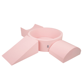 KiddyMoon Foam Playground for Kids with Round Ballpit ( ∅ 7cm/2.75In) Soft Obstacles Course and Ball Pool, Certified Made In The EU, pink:pastel beige/light pink/pearl, Ballpit (200 Balls) + Version 4