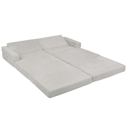KiddyMoon Foam Sofa for Children Multifunctional Mattress Armchair Kids Foldable  Bed Folding Toddler Couch Chair for Playroom Bedroom Living Room, light grey, 140x55x30 cm