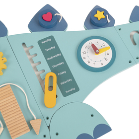 KiddyMoon Montessori Activity Board For Kids Wood Dinosaur Motor Skills AB-001, , UNI