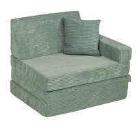 KiddyMoon Armchair Kids Foldable Children Multifunctional Foam Mattress Sofa Bed Folding Toddler Couch Chair for Playroom Bedroom Living Room, green, Armchair with Pillow